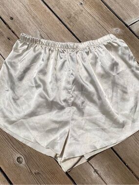 white silky pajama shorts